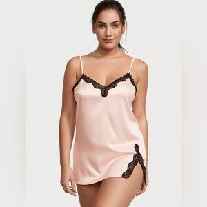 Victoria's Secret Tease Pink Chemise with Black Lace